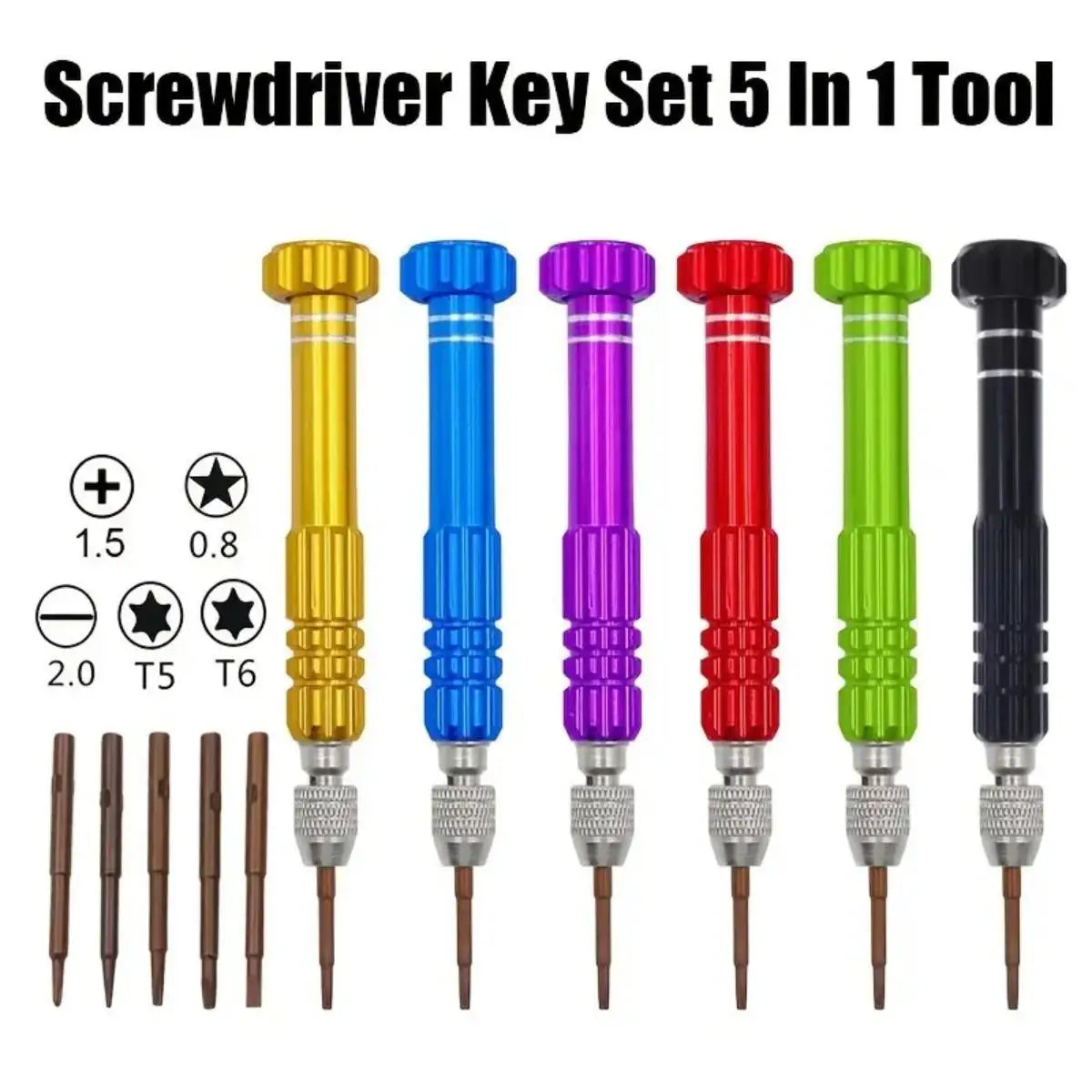1Pc 5-In-1 Multifunctional Small Screwdriver Kit Repair Tool for Eyeglass, Sunglasses, Electronics, Cellphone, Jewelry and More