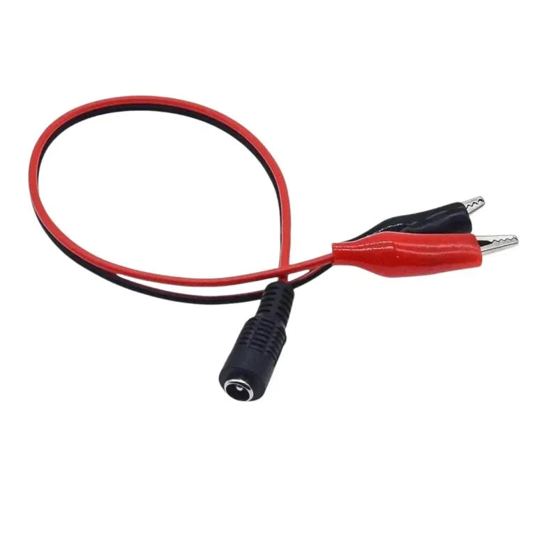 1PCS 2 Alligator Clip to 1 Male/Female DC Power Plug Adapter 25CM Cable DC 5.5*2.1Mm Crocodile Test Leads for Electronics